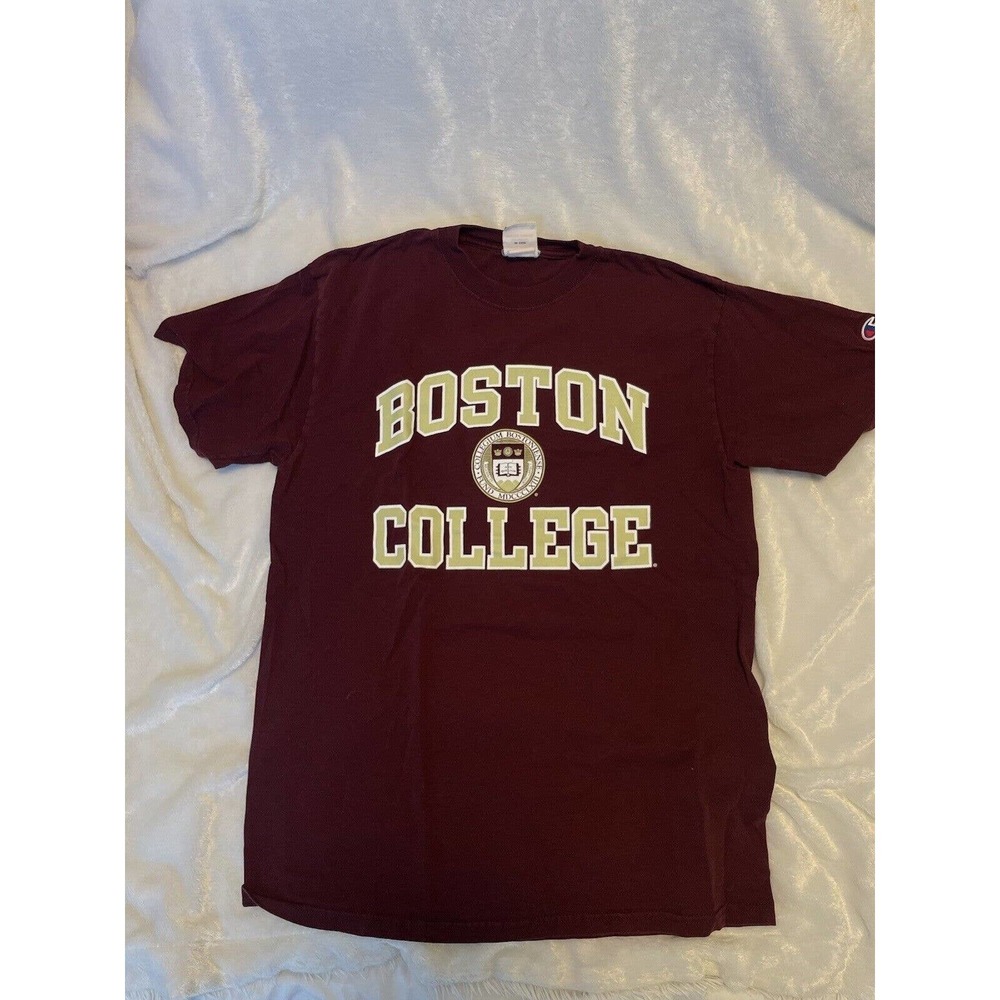 Vintage Champion Boston College Burgundy T Shirt Large University Tee
